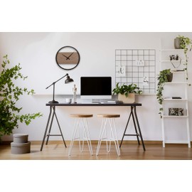 Bernhard Products Decorative Wall clock Silent Non Ticking 12" Quality Quartz Battery Operated Wood Face & Black Soft Touch Frame for Home Kitchen Living/Dining Room Bedroom Office, Scandinavian Style