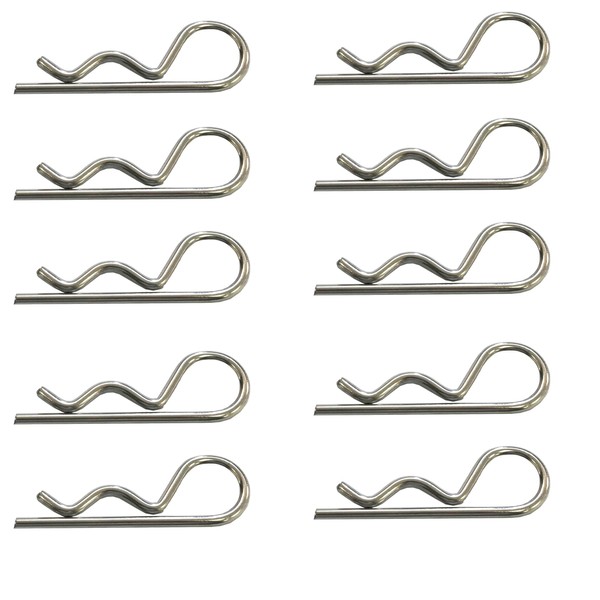 Pack of 10 x R Pins Shaft Retaining Beta Pin Stainless Steel Hair Spring Cotter Pin (2mm x 40mm)