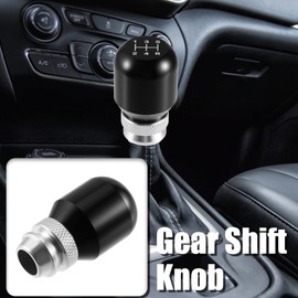 X AUTOHAUX 1 Set 5 Speed Universal Car Adjustable Gear Shift Knob Aluminum Alloy Shift Stick Knob Black for Most Manual Vehicles