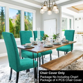 PiccoCasa Stretch Spandex Dining Chair Covers for Dining Chair 4 Pack, Removable Washable Chair Covers for Hotel Party Kitchen Wedding - Teal High Back Chair Seat Slipcovers