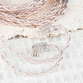 Recessed 2Pin Cable QDC 3.5MM, KBEAR FunMusic 4ft 4-Strand OFC Silver Plated Headphone Cable Extension, Earbuds Wire for KZ EDX Pro/Castor(Pro)/DQS/ZS10 Pro(X)/ZSN PRO X/ZS12 PRO X/ZAS/ZAR/Zax