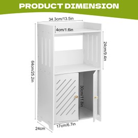 Wensdr Bathroom Storage Cabinet, 3-Tier Bathroom Floor Cabinet, Small White Floor Cabinet Freestanding Organizer with Door and Shelf, for Bathroom, Living Room, Entryway, Kitchen, Hallway Small Space