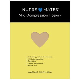 Nurse Mates Mild Graduated Compression Support Pantyhose | 8-12 mmHg | Reduce Leg Fatigue | Re-Inforced Toes | 1 Pair, Nude, F