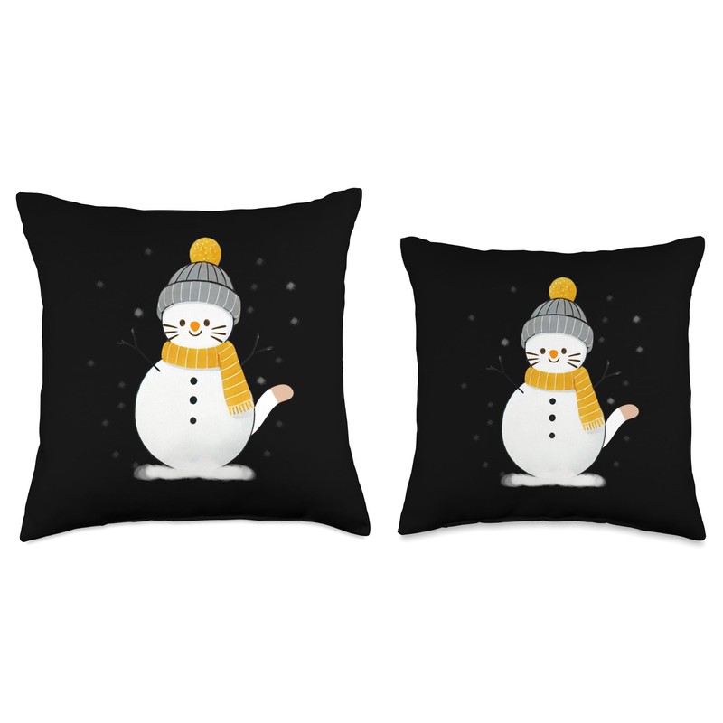 Funny Snowman Cat Throw Pillow