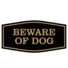 Fancy Beware of Dog Sign (Black/Gold) - Medium