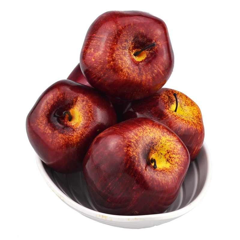 JEDFORE Fake Dark Red Apple Simulation Artificial Lifelike Plastic Red