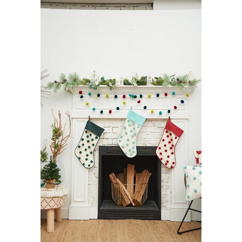 carol & frank Surf Dot Tufted Stocking Green