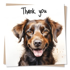 Cute Brown Dog Thank You Card - Special Puppy Appreciation Card For Family and Friends - Made in UK
