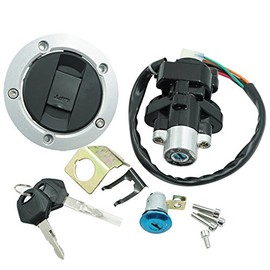 Motorcycle Ignition Switch + Tank Gas Cap Cover + Seat Lock + 2 Locking Keys Assembly Set Kit for Suzuki GSXR 600 750 GSXR600 GSXR750 2004-2005 SV1000S