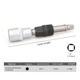 Nagoyuki M10 Alternator Pulley Socket Drill Bit with 33 Teeth Tool Alternator Pulley Center-Bolt Remover Socket Wrench