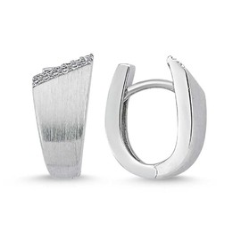 Cassini Creole Earrings with Zirconia Stones, Women's Earrings Made of 925 Sterling Silver, Matte and Rhodium-Plated 3CSV, Sterling Silver