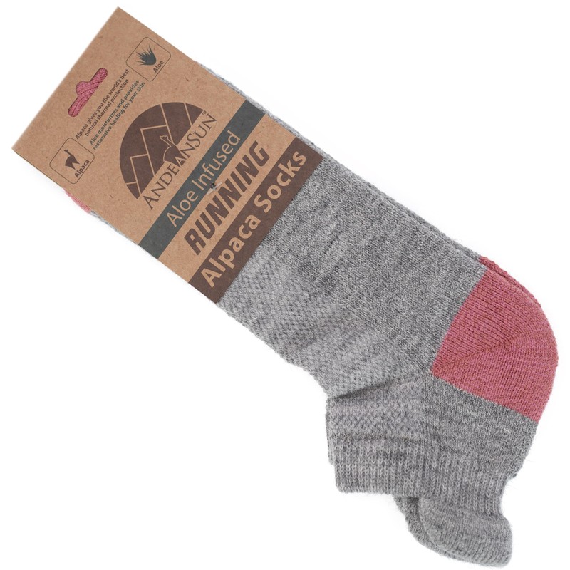 Running Alpaca Socks Aloe Infused (Light Grey/Pink Mauve, Small/Medium)