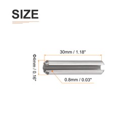 DTGN 4mmx30mm(DxL) Slotted Spring Pin - 50Pack - Good for Home Machine Fastener - 304 Stainless Steel Spring Dowel Tension Roll Pin - Silver
