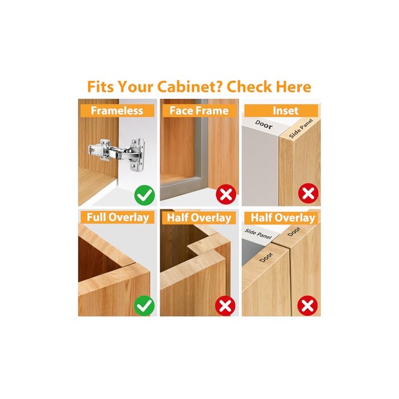 TamBee 175 Degree Hinges Frameless Cabinet Doors Hinges 48mm Concealed