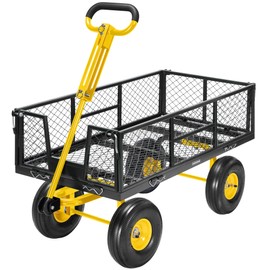 VIVOHOME Garden Cart Steel Heavy Duty 900 LBS Yard and Garden Wagon with 10 inch Tire and Handle Attach to ATV or Tractor Black