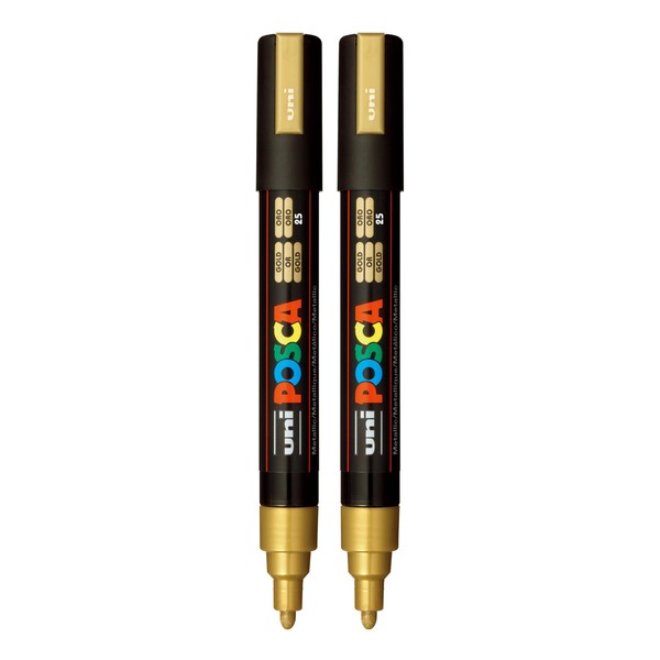Posca 2 Gold Acrylic Paint Markers with Reversible Tips 1.8-2.5mm