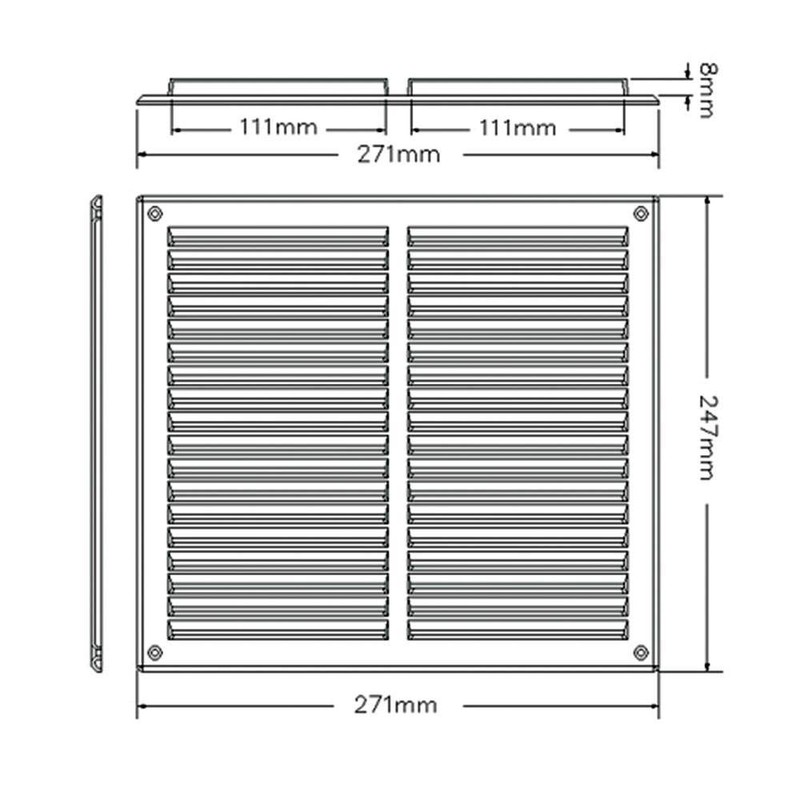 Rytons 9X9 Louvre Ventilation Grille with Flyscreen - Brown