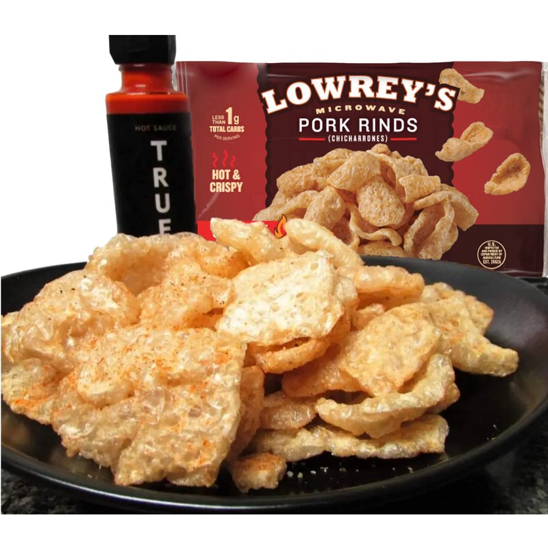 Lowreys Bacon Curls, microwave Pork Rinds Variety Combo, Original &