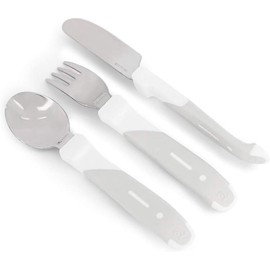 Twistshake Juego de Cubiertos de Aprendizaje Tenedor, Cuchillo y Cuchara de Acero Inoxidable Cubiertos Entrenadores para Niños a Partir de 12 Meses Vajilla Infantil Soft Touch y Libre de BPA