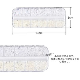 CRSHIP Nail Art Pearl, Semicircle Pearl White AB White Hemispherical 3D Nail Parts, Handmade Accessories, Gel Nail Resin, Long Case Included, 2 Cases (Half Circle AB Color + Natural + White 2 Cases)