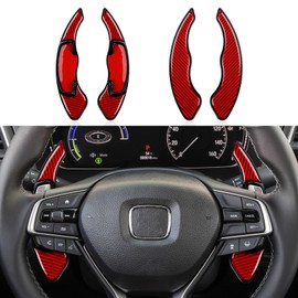 2PCS Steering Wheel Trim Paddle Shifter Extensions Carbon Fiber Decal Sticker Compatible with Honda Accord Odyssey Acura CDX MDX ILX CR-V UR-V Spirior Avancier Life Inspire (Red)
