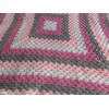 Handmade Crochet Granny Square Blanket, Pink, White and Grey, 108