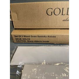 Gold Coast Set of 3 Wood Grain Santoku Knives