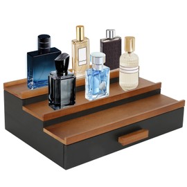 Black Wooden Cologne Organizer for Men Women,Cologne Tray Perfume Stand Organizer for Bedroom,Fragrance Shelf Display Risers,Mens Room Decor,Valentine's Day Gifts Birthday Gifts