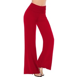 Hybrid & Company Women Palazzo Pants w/Fold Over Waist Band KPZ26932X RED 1X
