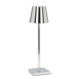 Abbott Collection Trilite LED Table Lamp, Cordless Rechargeable Light (Chrome Silver, Classic Shade, 15 inches)