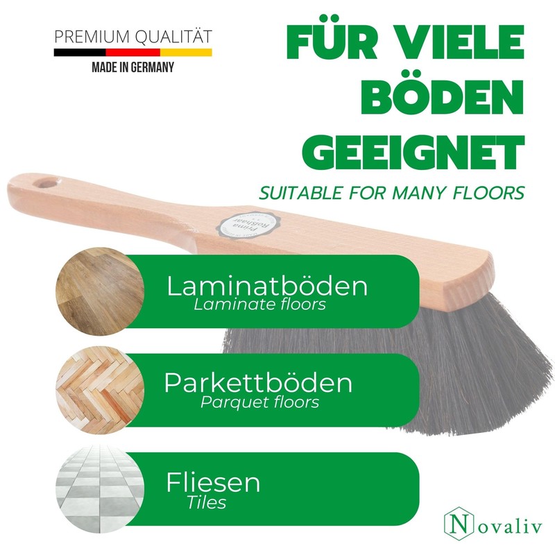 Novaliv 1x Dustpan Set Horsehair Mixture Dustpan with Rubber Lip