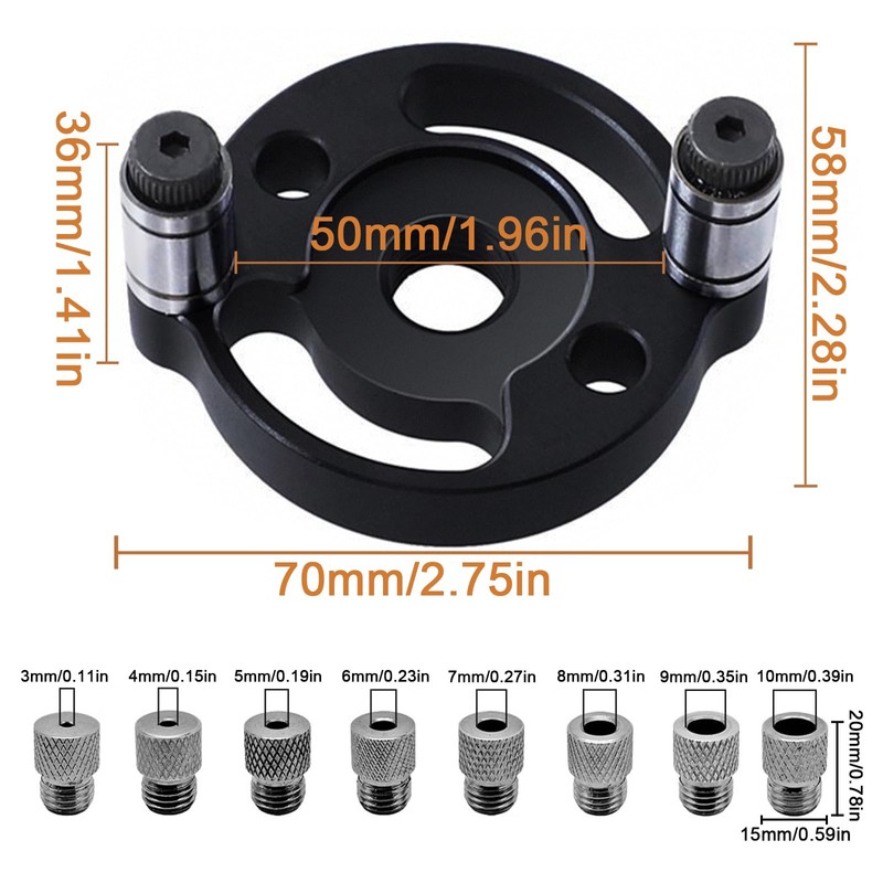 Rierousy Woodworking Drill Hole Locator 3/4/5/6/7/8/9/1010 mm Drill Bushing Set