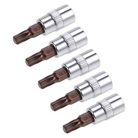 sourcing map 5pcs 1/4" Drive x T30 Torx Bit Socket, S2 Steel Bits CR-V Sockets 38mm Length Use with Ratchet Wrench, Slide Bar, Extension Rod