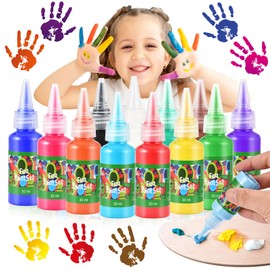 Tigvio Children's Finger Paints, Non-Toxic with 12 x 30 ml Finger Paints, Washable Finger Paints for Children, Non-Toxic, Finger Paint, Free from Parabens, Gluten, Lactose, Finger Paints, Children for