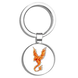 HJ Media Phoenix Metal Round Metal Key Chain Keychain Ring