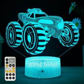 3D Monster Truck Night Light Car Illusion Bedside Lamp with Timer Remote & Smart Touch 7 Colors Changing Dimmable for Christmas Decoration and Birthday Gifts for Boys and Girls (Truck)