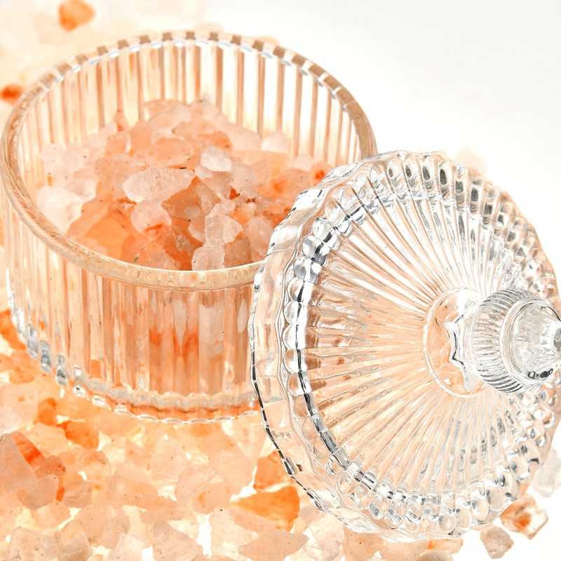 Crystal Glass Salt Cellar with Lid – 7oz Clear Salt