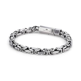 Fynch-Hatton Stainless Steel Byzantine Chain Bracelet, 21 cm, Stainless Steel, none