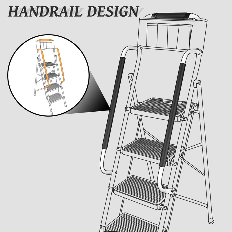 4 Step Ladder with Handrails & Attachable Tool Bag, 330