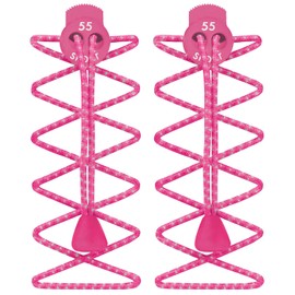 55 Sport Elastic Lock Shoelaces For Running & Triathlon (Reflective Hot Pink)