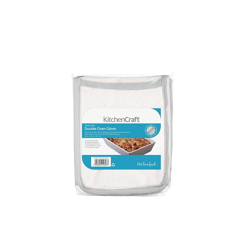 KitchenCraft Double Oven Gloves with Bound Edge, Heavy Duty Cotton,