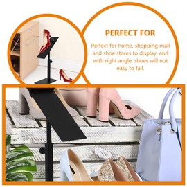 Angoily Shoe Rack Set of 2, Black Shoe Display Stand, Adjustable Height Shoe Risers, High Heel Shoe Risers, Stainless Steel Shoe Display Rack, Metal Shoe Display Racks