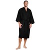Turquaz Lightweight Long Waffle Kimono Spa Robe for Men, Black,