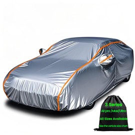 ANITANT Heavy Duty Outdoor Small Car Cover for Automobiles All Weather Waterproof Full Exterior Covers Rain UV Protection Durability Scratch Free Cotton Fit Sedan 178" to 186"