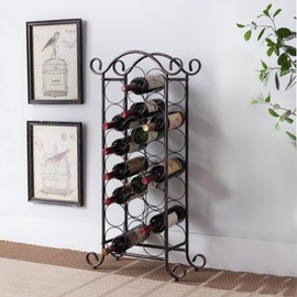 Kings Brand Furniture - Floor Freestanding Metal Wine Rack, Wine Bottle Holder Stands, Wine Storage for Home Bar - Holds up to 21 Bottles, Brushed Copper
