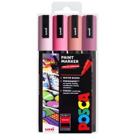 Posca Uni PC-5M Art Paint Markers - Set of 4 - In Plastic Wallet - Pink Tones