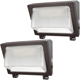 SLAclite 150W LED Wall Pack with Photocell Dusk to Dawn 5000K Waterproof Commercial Outdoor Light Fixture 22500lm 120-277V Equivalent,Energy Save Flood Lights for Building,Yard,Warehouse,Garage-2pack