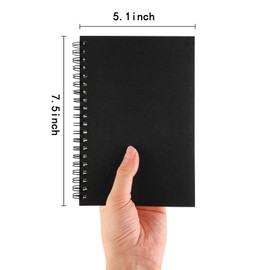 DSTELIN Blank Spiral Notebook, 1-Pack, Soft Cover, Sketch book, 100 Pages / 50 Sheets, 7.5 inch x 5.1 inch (Black)