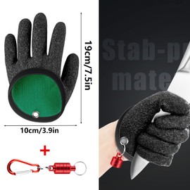 CZlinOduMMX Fishing Gloves, Waterproof Fishing Gloves, Hunting Gloves with Anti Cut and Magnetic Closure, Latex Fish Catching Gloves for Safe Handling of Pike, Catfish, Zander (Left Hand)