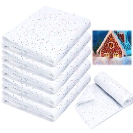 5 Pack Christmas Glittered Snow Blanket Wonderland Artificial White Snow Glittered Blanket Indoor Soft Glitter Fake Snow Decoration for Christmas Tree Village Winter Faux Party Decor, 60 x 40 cm